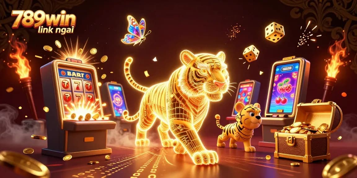 Experience the excitement of gambling with the 789win link mới in this vibrant 3D casino illustration.