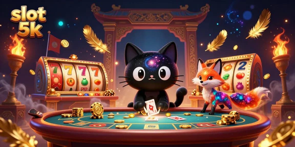Engage in slot 5k gaming action with a cosmic casino scene featuring vibrant characters and dynamic elements.