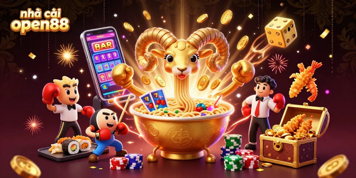 Engage with nhà cái open88 at a thrilling gaming scene filled with vibrant casino elements.