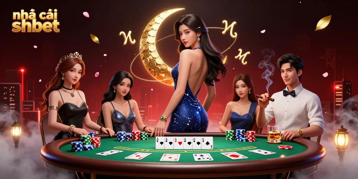 Engage with nhà cái shbet at a high-stakes poker table featuring chips, cards, and an elegant atmosphere.