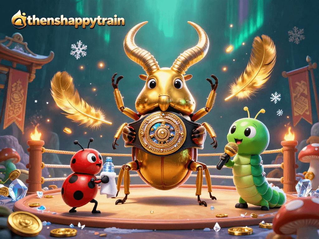 Experience the thrill of athenshappytrain with charming characters in a vibrant casino scenario.