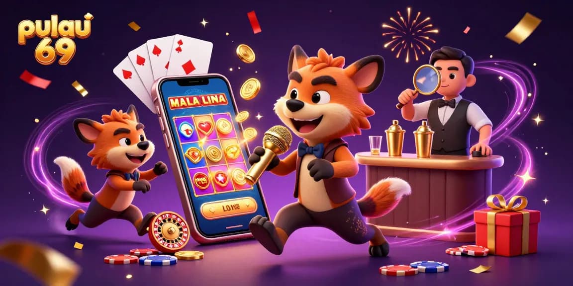 Pulau 69 hyenas deliver comedy at a casino, showcasing exciting gaming elements like slots and roulette.