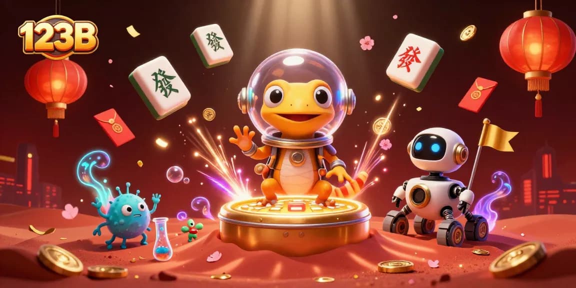 Experience the vibrant universe of 123B as a Martian gecko uncovers a golden casino thrill amidst colorful gaming elements.