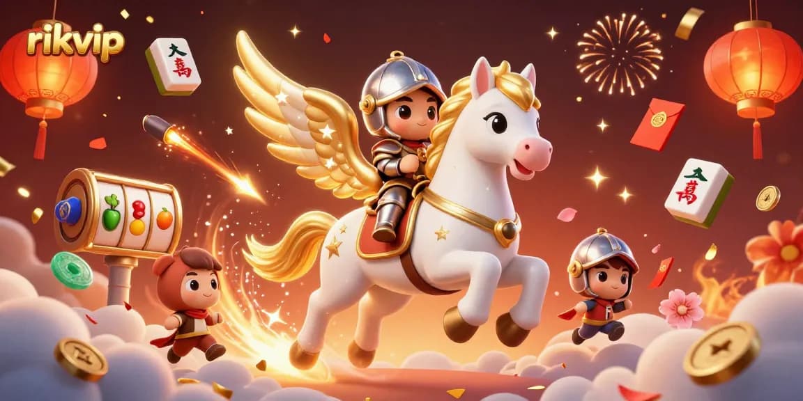 Experience the excitement of rikvip with celestial characters and casino elements in a vibrant scene.
