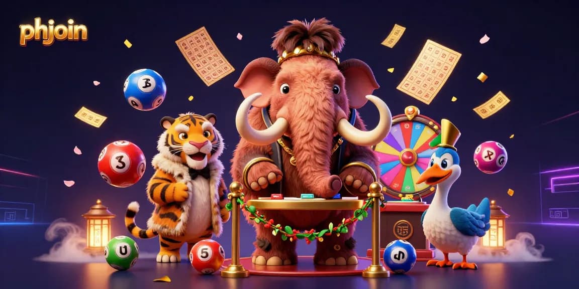 Experience excitement at phjoin with a 3D casino scene featuring dynamic lottery elements and engaging characters.