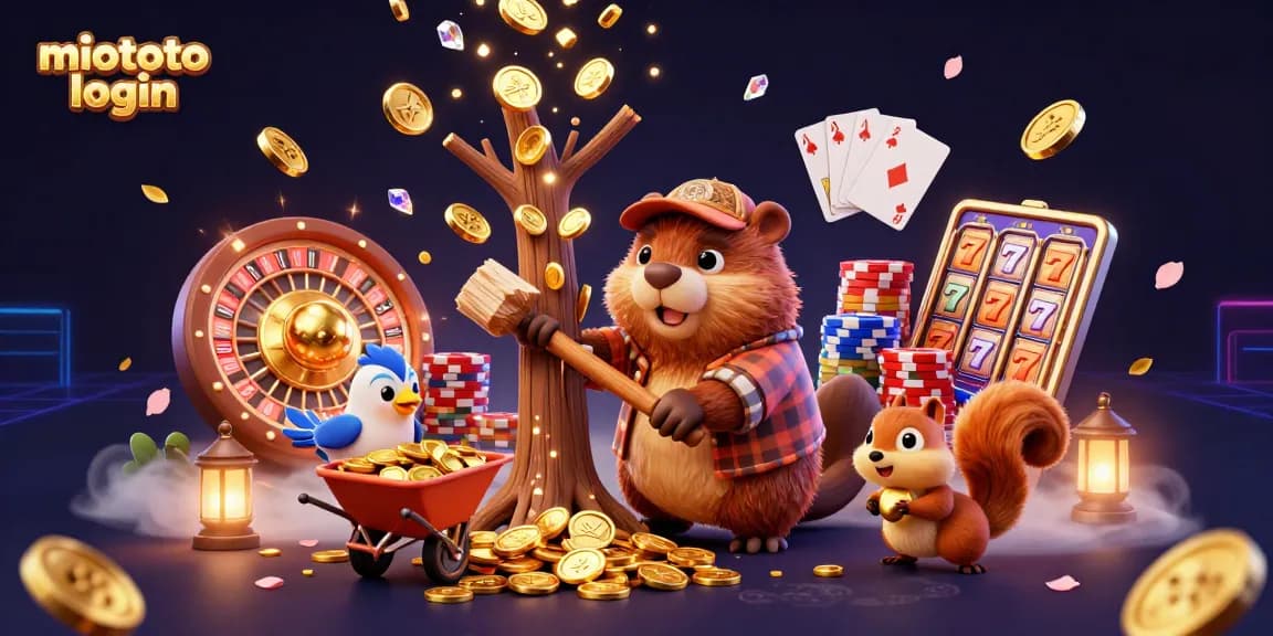 Play with miototo login in an immersive scene featuring a beaver in a casino!