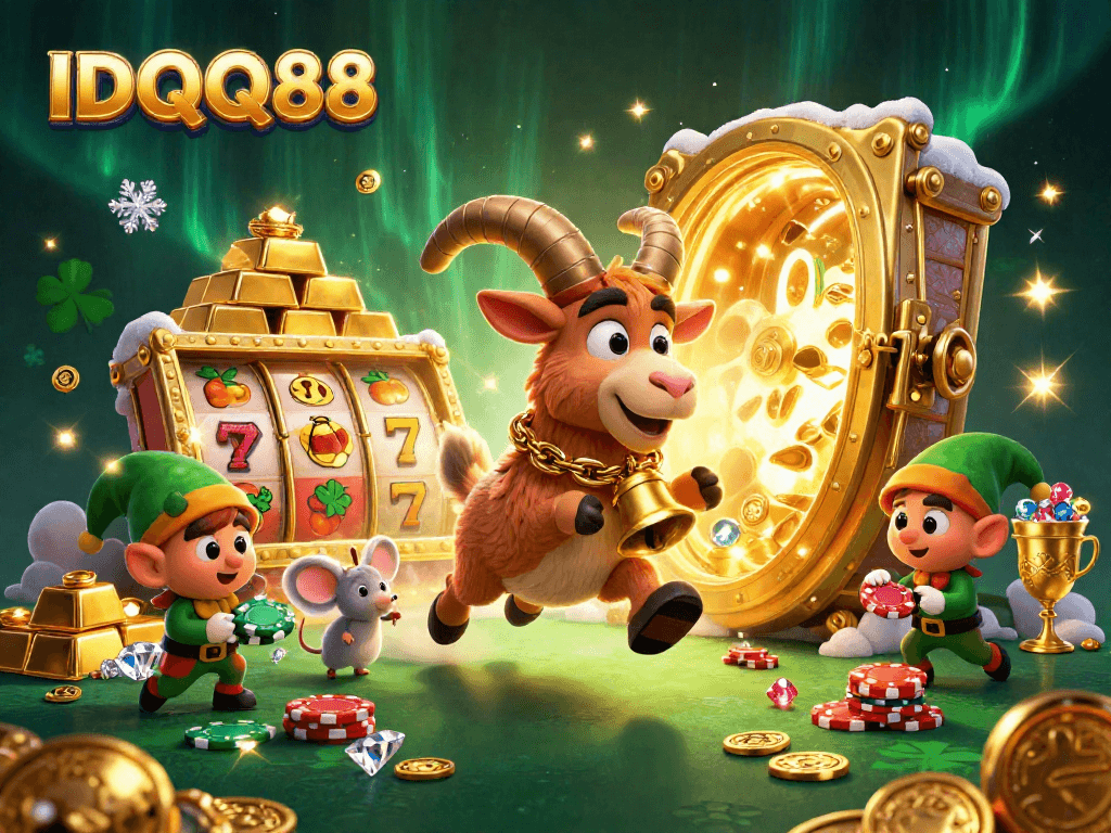 Engage with IDQQ88's thrilling slot action in a festive and lively casino environment.