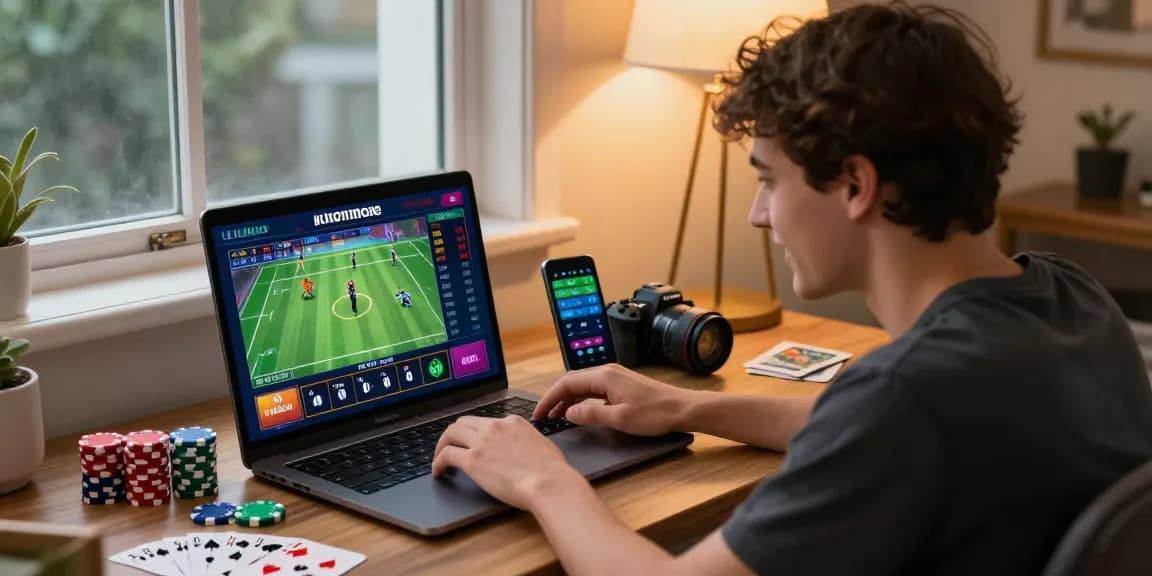 Engaging online gambling scene featuring LUCK8 betting platform and vibrant gaming elements.