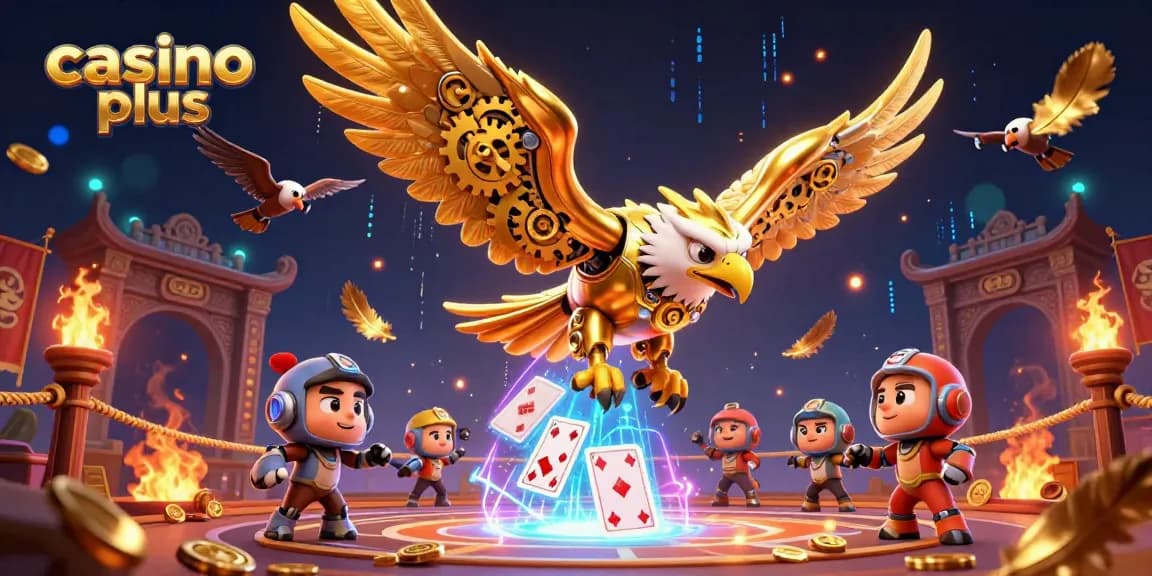 Experience thrilling casino plus action with vibrant holographic gaming elements and dynamic characters.