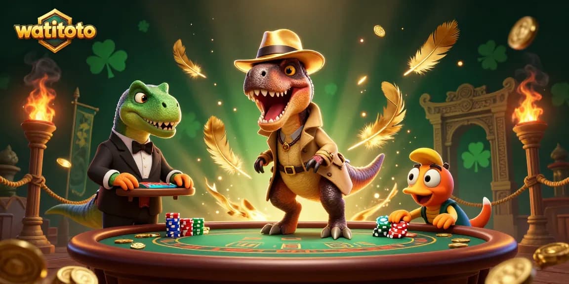 Play exciting games at watitoto with a clever velociraptor while a stegosaurus watches over.