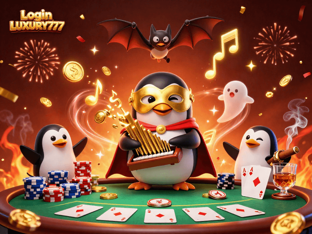 Jangan lewatkan kesempatan Login LUXURY777 dan mainkan poker sambil dikelilingi koin emas dan confetti.