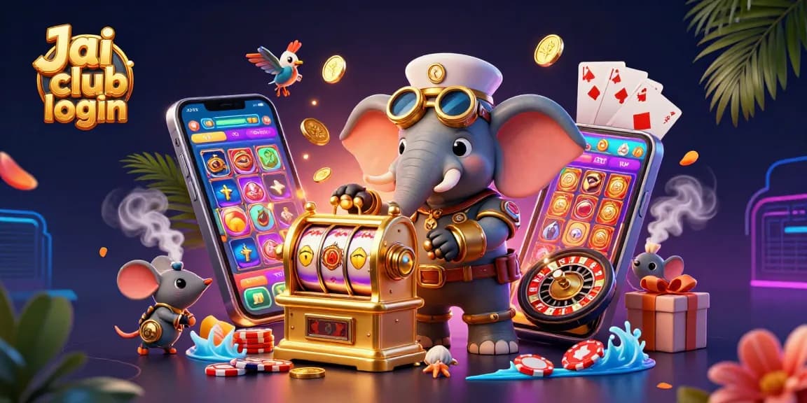 Experience unmatched excitement with the Jai club login as the steampunk elephant spins the golden slot machine, sending coins flying!