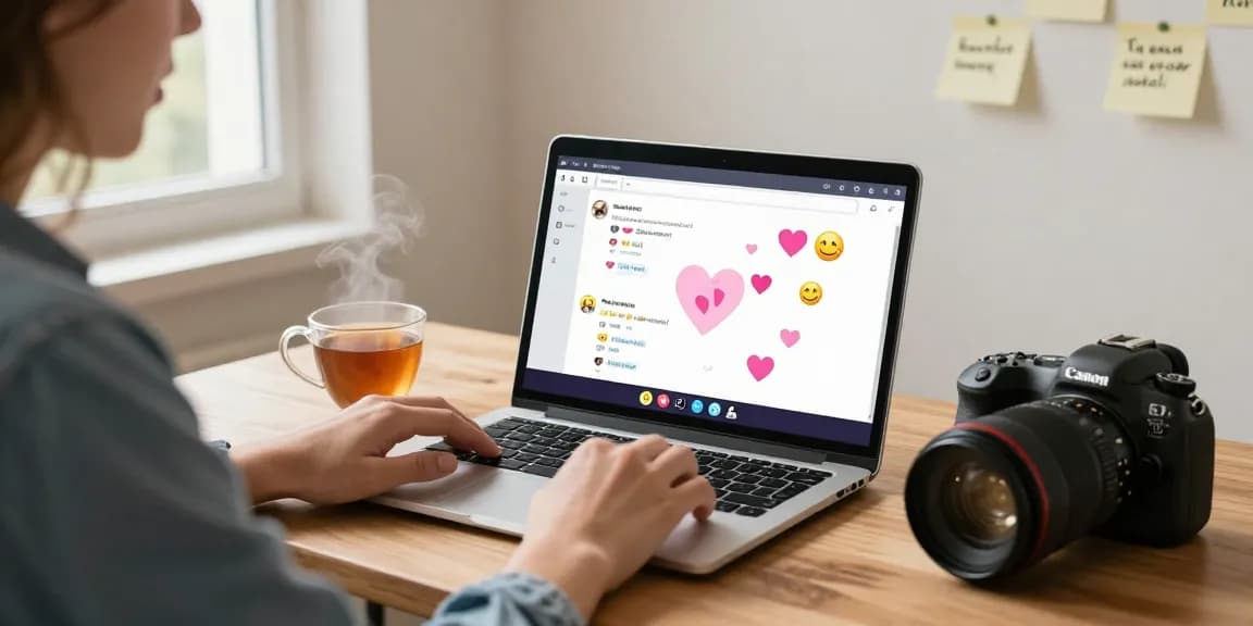 Engaging online chat scene depicting شات تعب قلبي with a user connecting through a laptop, inviting and cozy atmosphere.