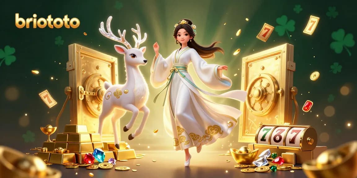 Briototo engages players with vibrant slot reels and a dazzling treasure scene of gems and gold.