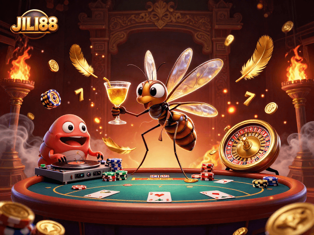 Experience the excitement of JILI88 with this vibrant 3D casino scene featuring unique characters and gaming elements.