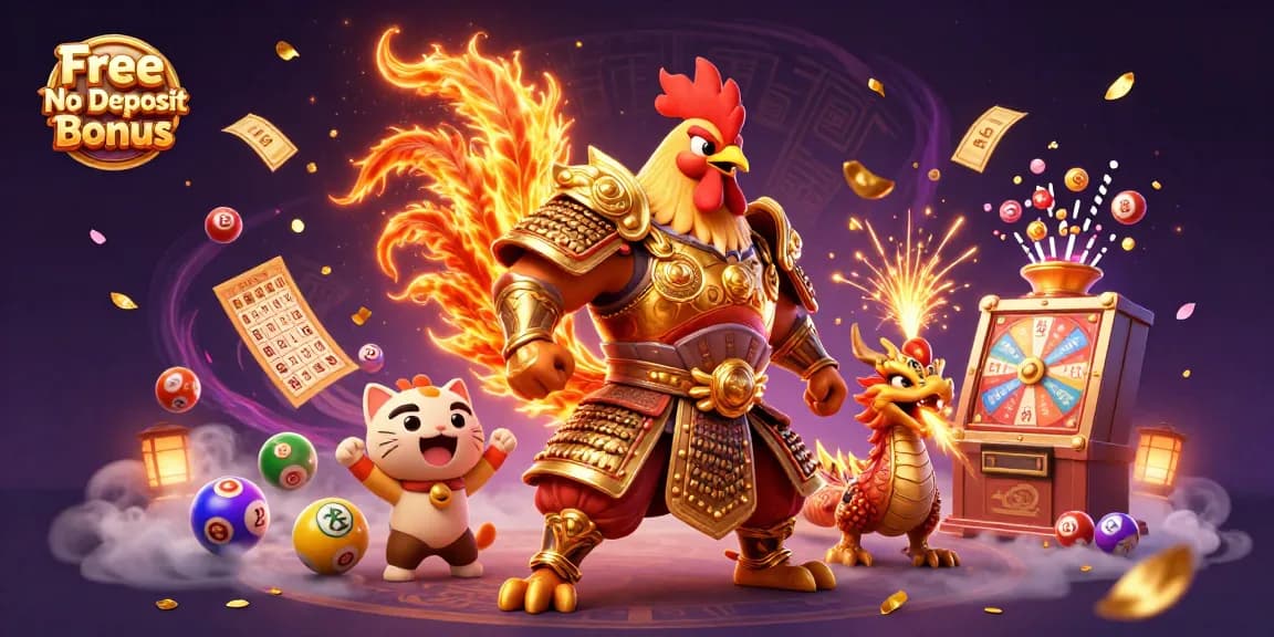 Experience the excitement of Free No Deposit Bonus gaming with colorful lottery elements and dynamic characters.