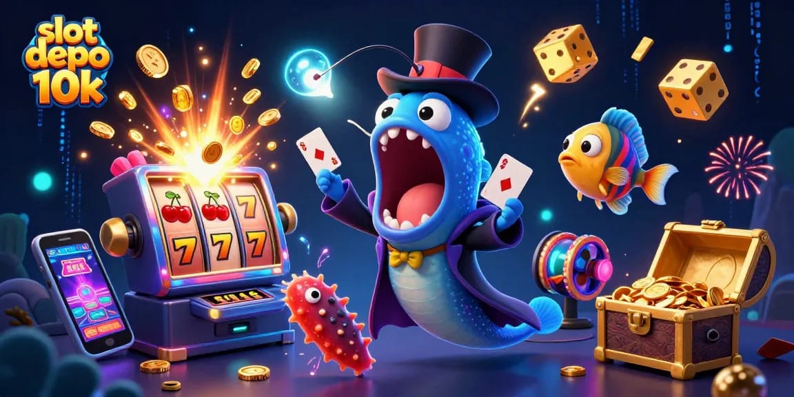 Engage in thrilling slots with slot depo 10k gameplay featuring playful sea creatures.