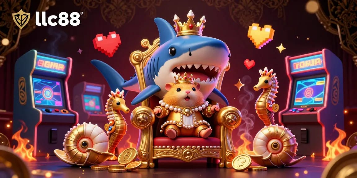 Engage with lclc88's vibrant 3D casino scene featuring a fierce hamster king and exciting game elements.