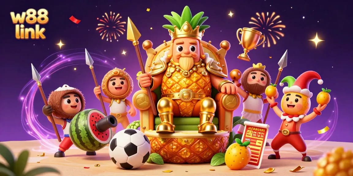 Engage with the vibrant w88 link scene featuring golden elements, lively characters, and sports betting activity.