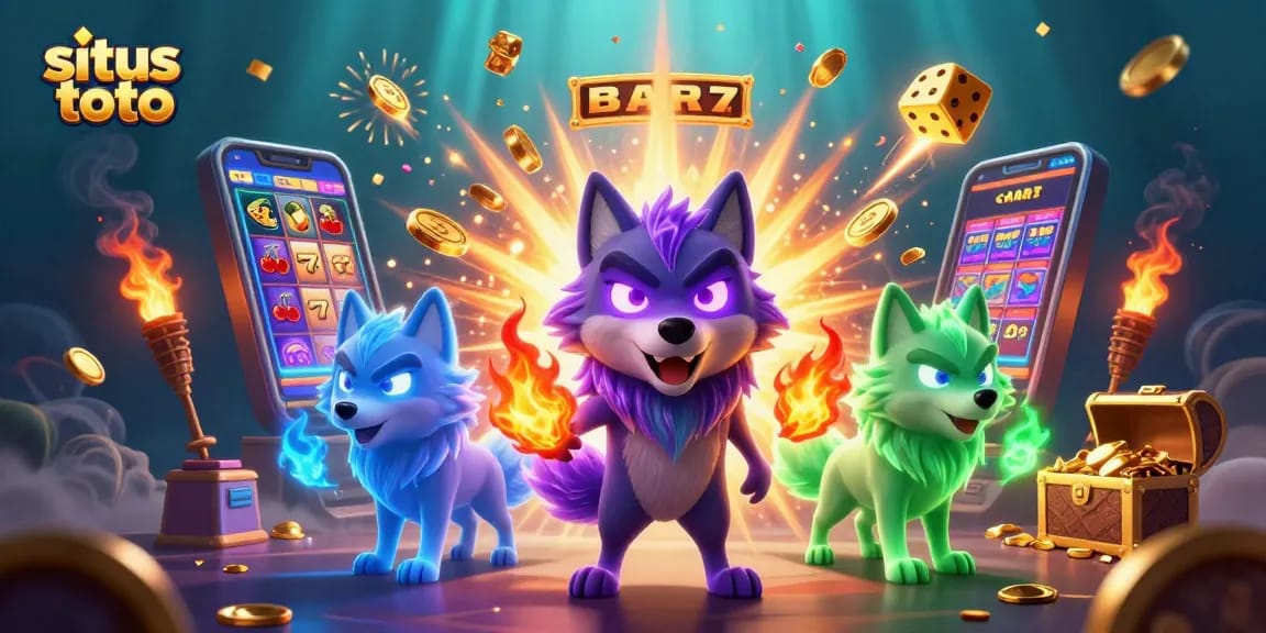 Experience exciting gameplay with situs toto in this colorful casino-themed illustration.