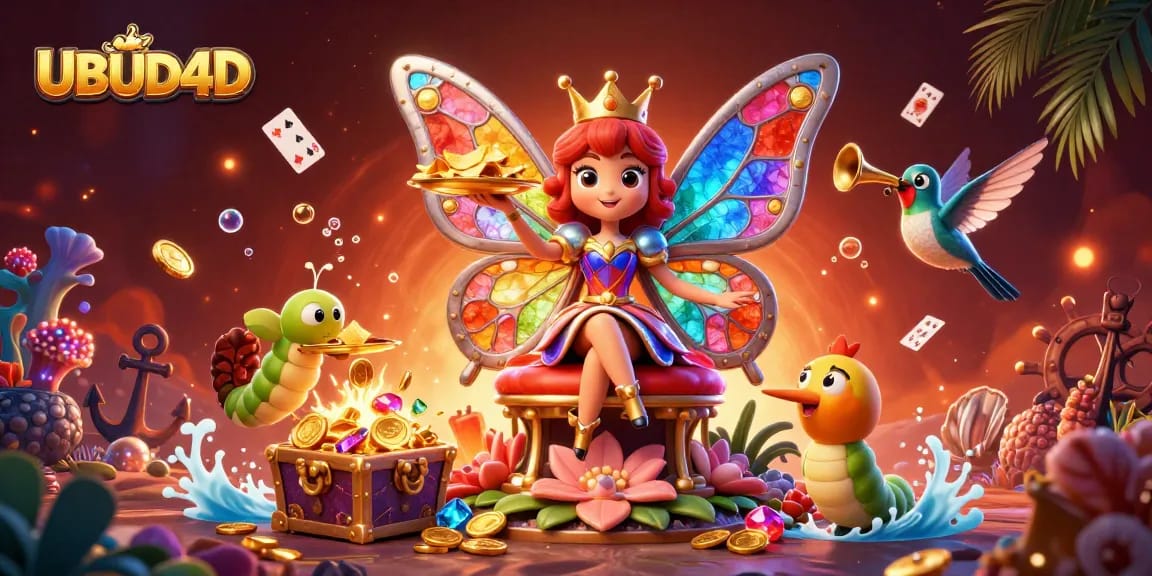 Experience thrilling gameplay with UBUD4D, the memory-boosting card game in a vibrant casino scene.