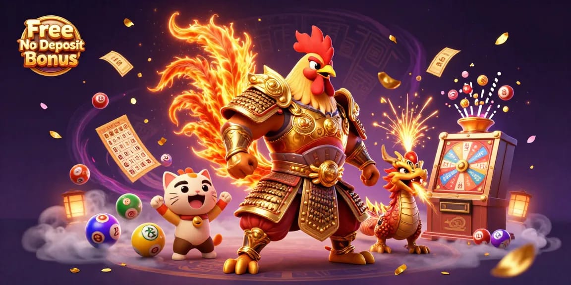 Experience the excitement of Free No Deposit Bonus gaming with colorful lottery elements and dynamic characters.