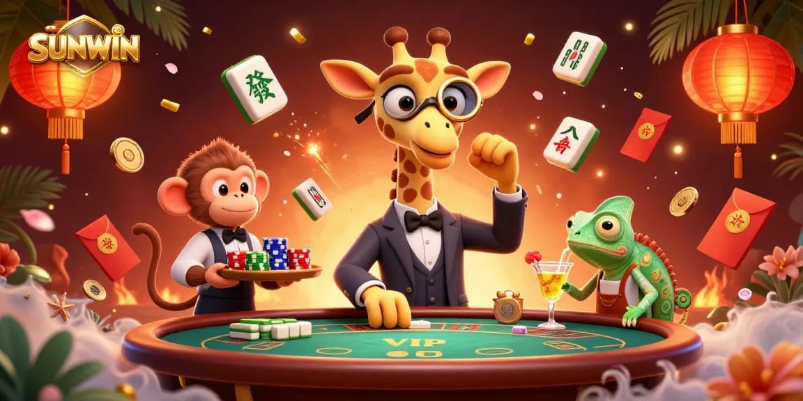SUNWIN captures thrilling moments at a high-stakes poker scene with vibrant casino elements.