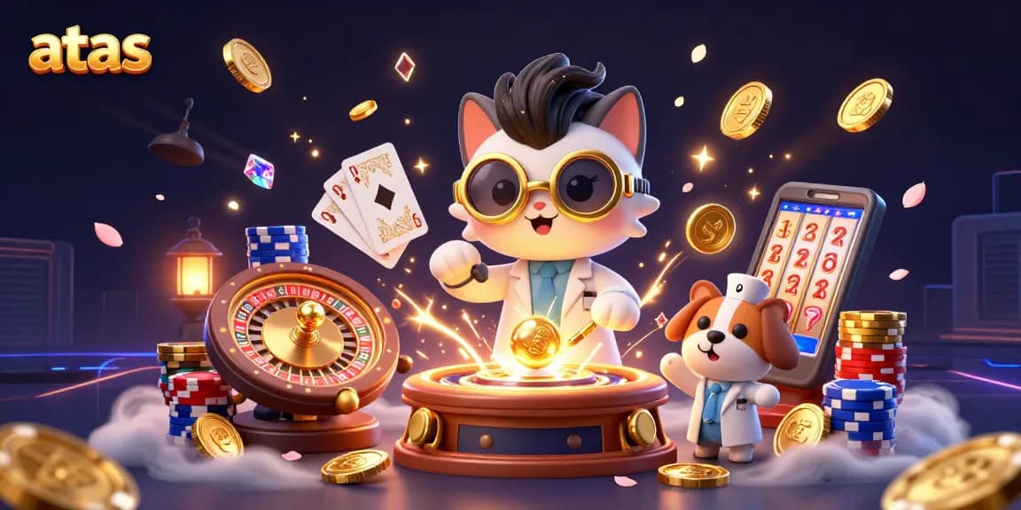 Play exciting games at atas casino with vibrant characters and dazzling casino elements.