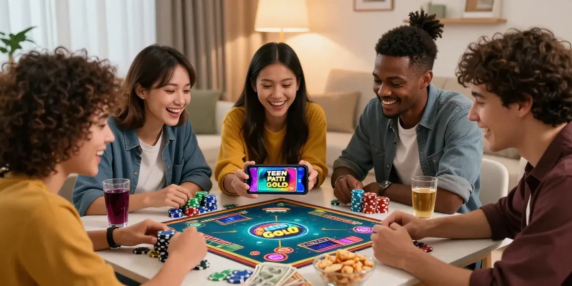 Engaging group playing Teen Patti Gold together, demonstrating an exciting APP DOWNLOAD experience with friends.