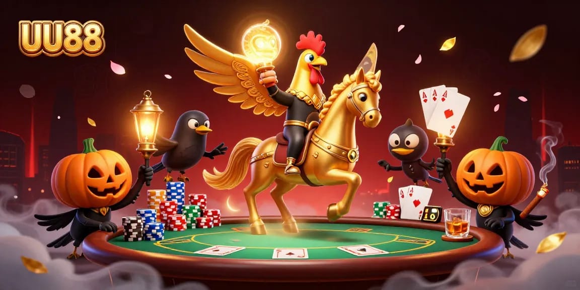 Experience thrilling gameplay at UU88 with a vibrant casino scene featuring unique characters.