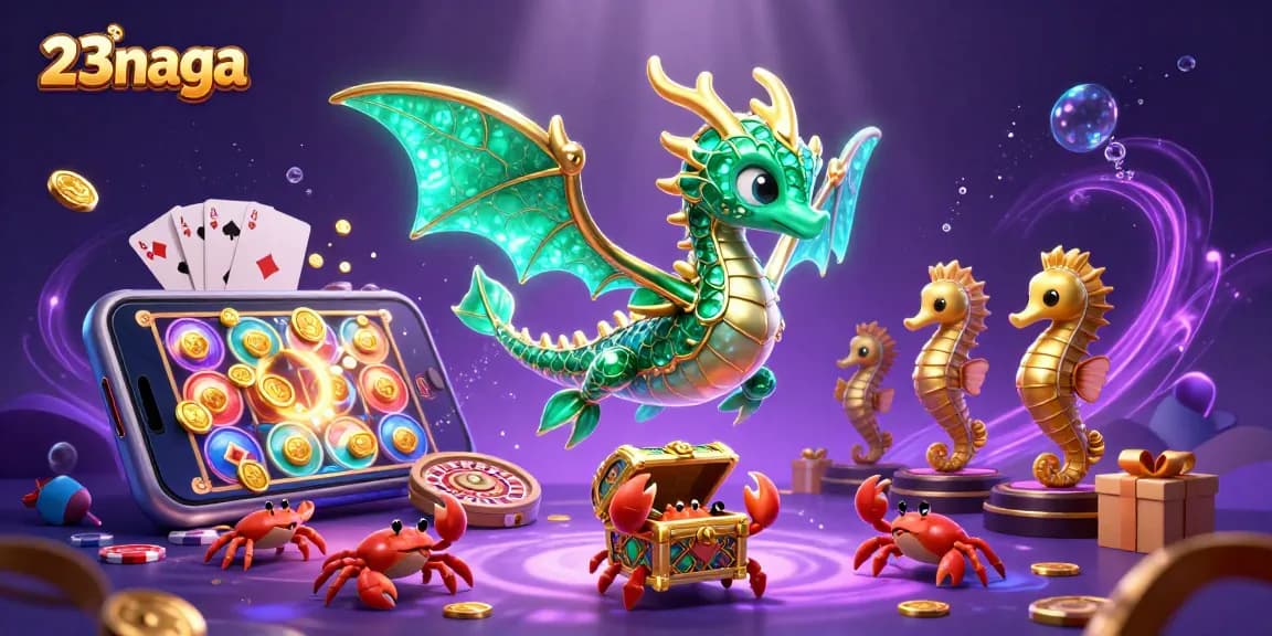 Engage in dynamic gaming with 23naga involving colorful slot games and vibrant casino elements.