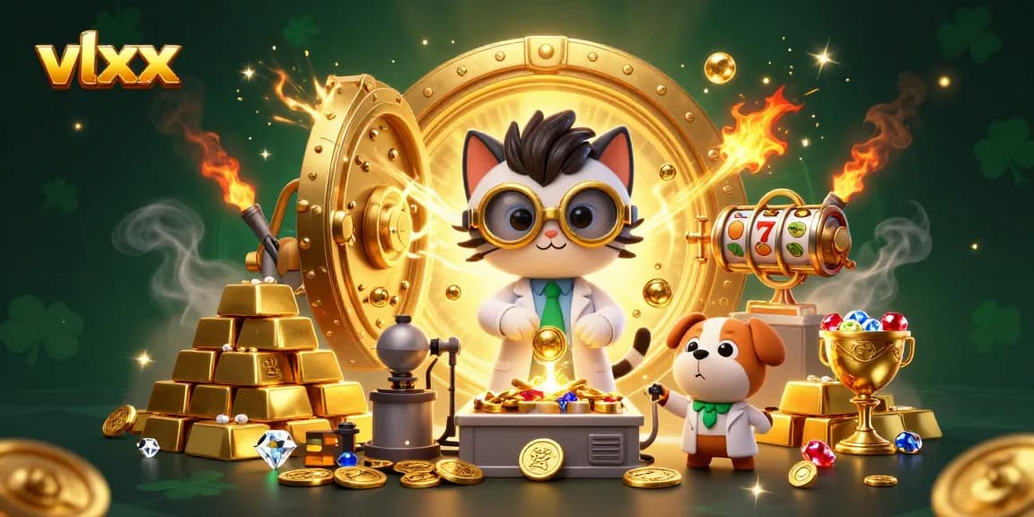 Spin and win at vlxx with characters creating fortune in a vibrant 3D casino scene.