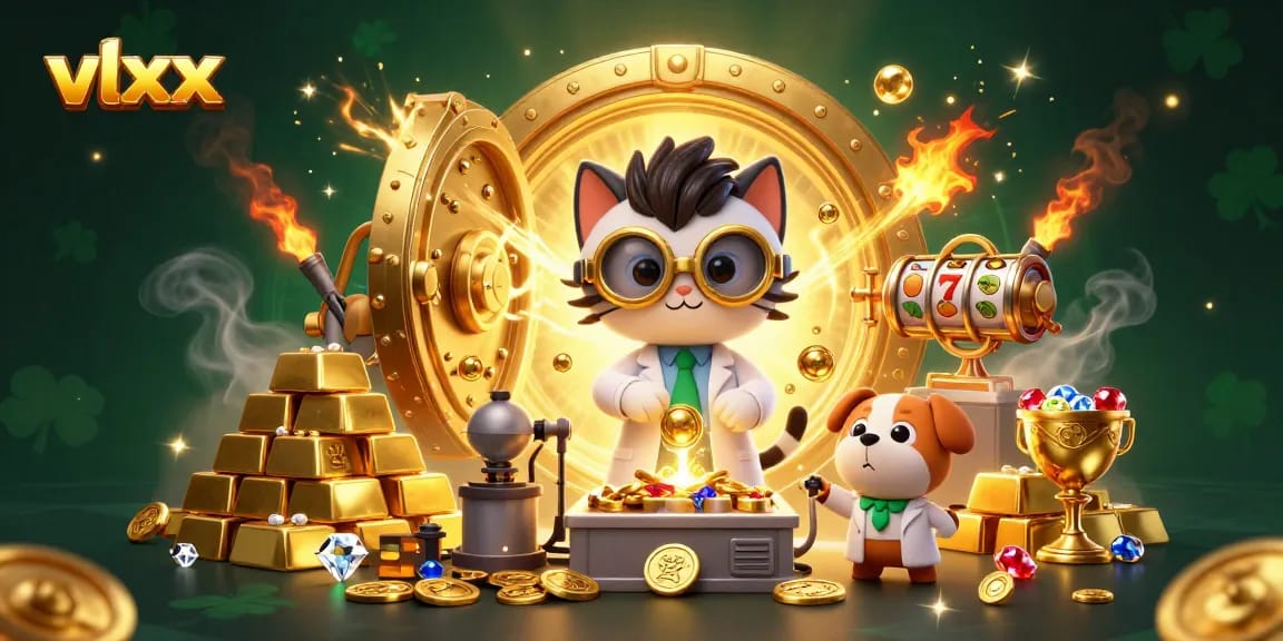 Spin and win at vlxx with characters creating fortune in a vibrant 3D casino scene.
