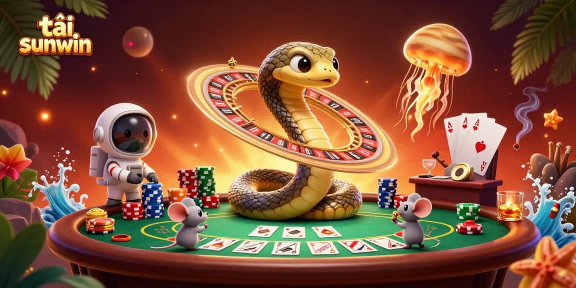 Bet on the thrilling tải sunwin experience with a cosmic casino scene showcasing engaging characters and dynamic gaming elements.