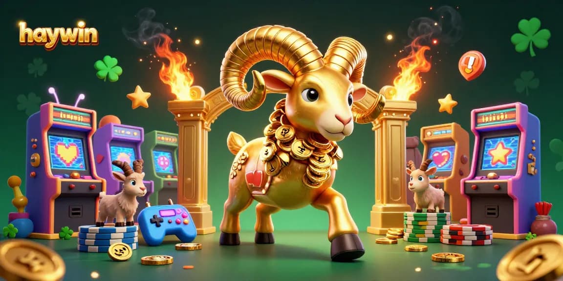 Experience the thrill at haywin with a dynamic golden ram charging towards gaming glory.