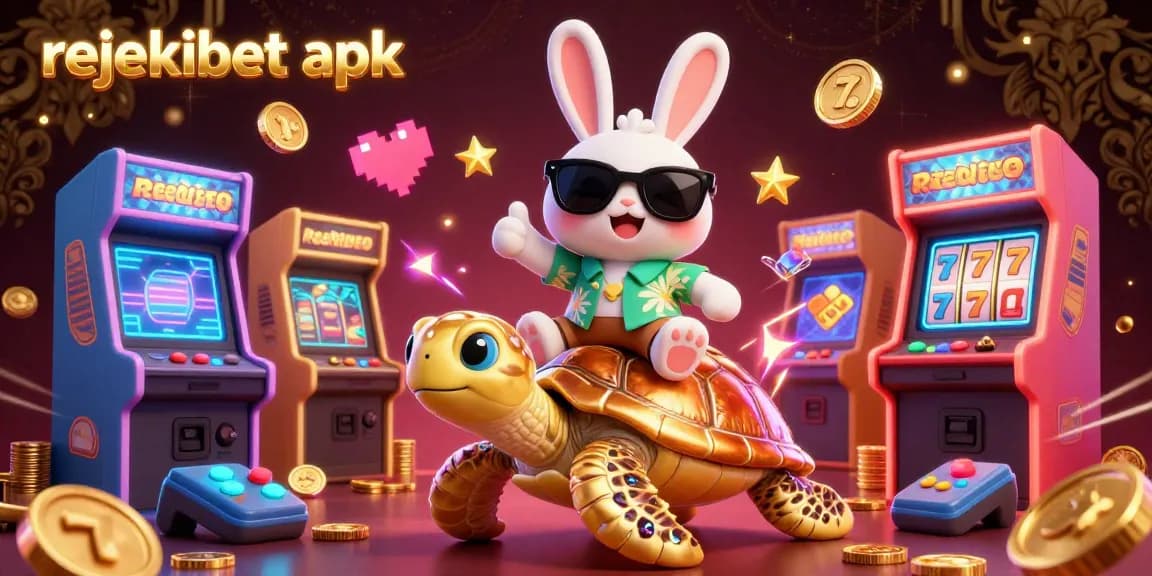 Experience thrilling gameplay with rejekibet apk, featuring a lucky rabbit and golden sea turtle in a vibrant casino scene.