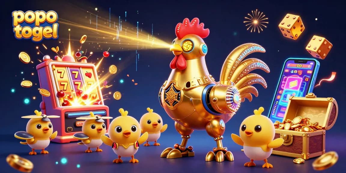 Engage in popo togel action with exciting slots, gold coins, and vibrant casino elements.
