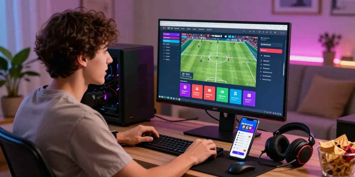 Engaged user exploring the vibrant lotus365 online betting platform in a modern living room.