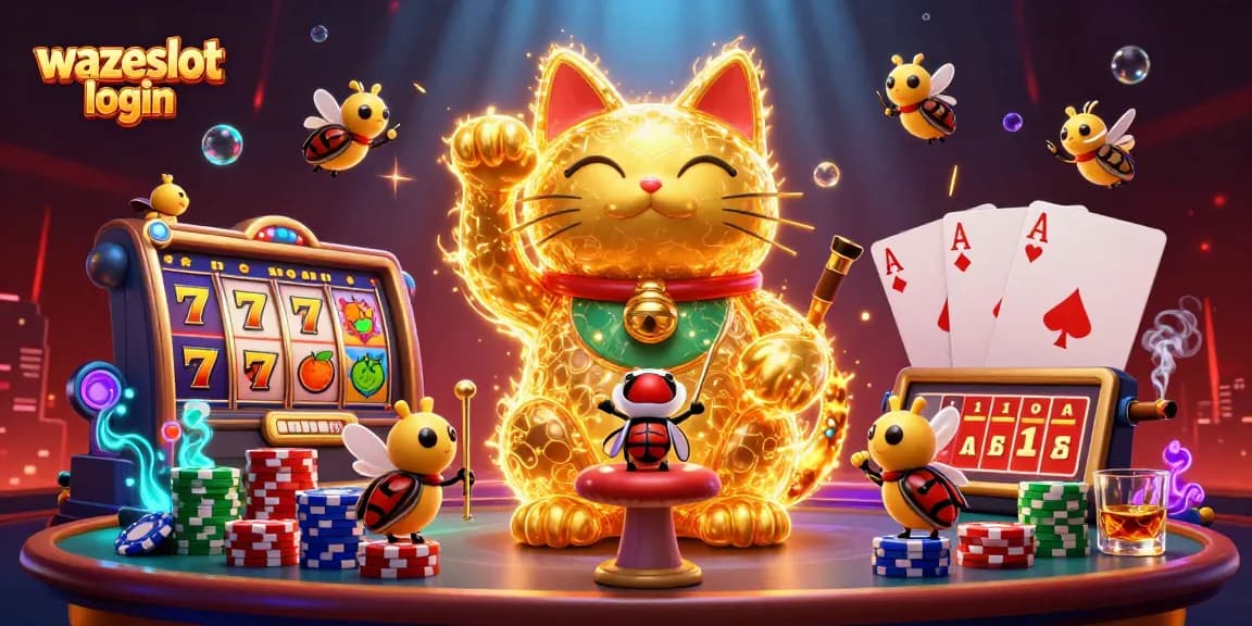 Enhance your gaming experience with WAZESLOT login featuring vibrant slot reels and lucky symbols.