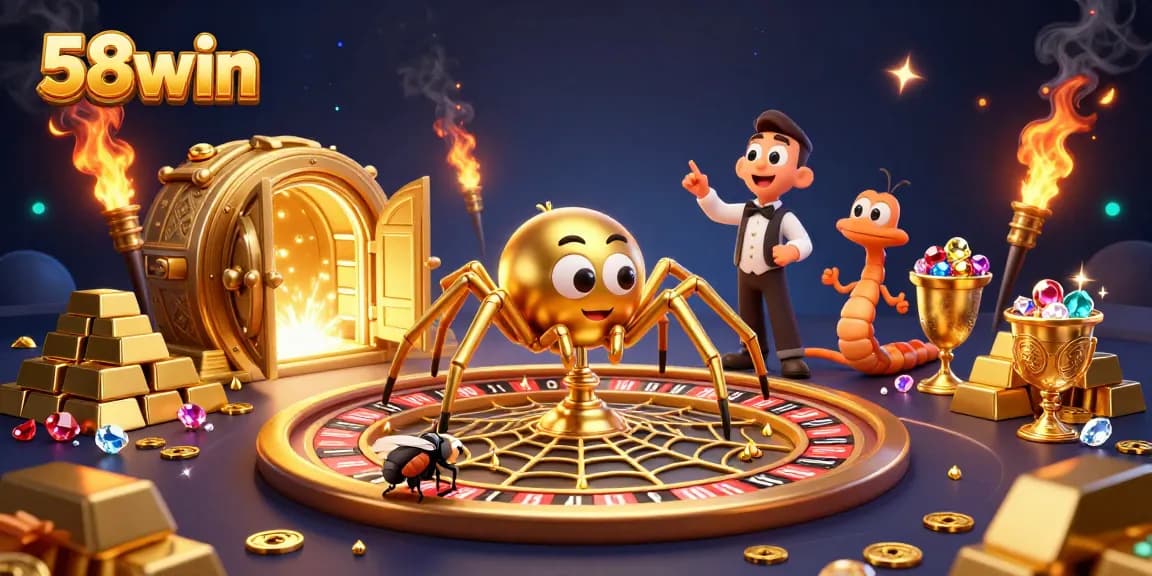 Experience thrilling bets at 58win as the animated spider spins a roulette web and the centipede croupier oversees the action.