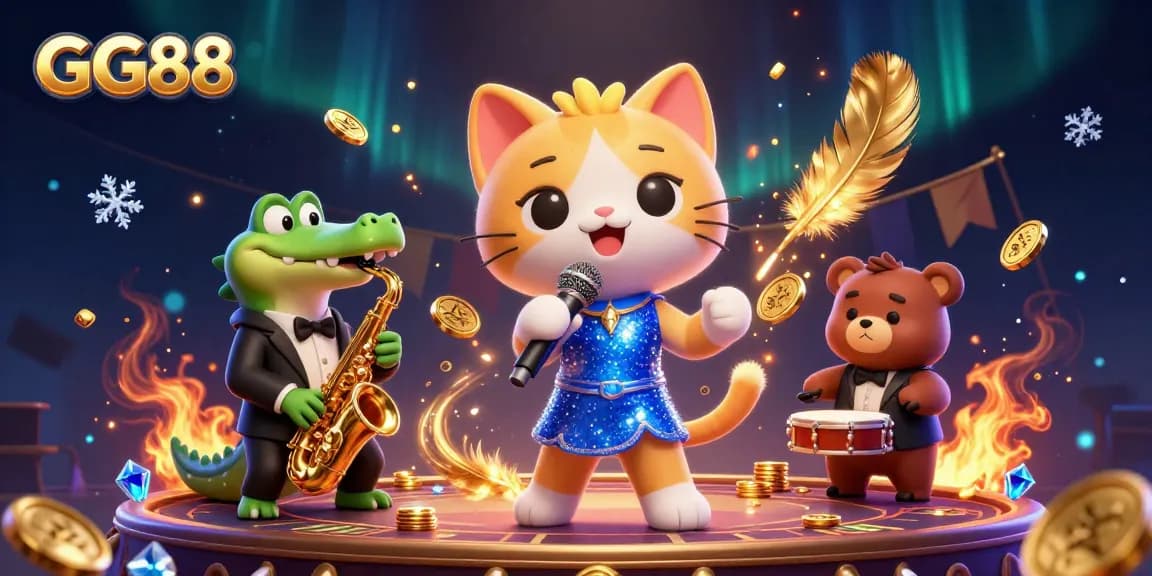 Experience the vibrant GG88 casino scene where jazz-singer cat and friends create winning moments.
