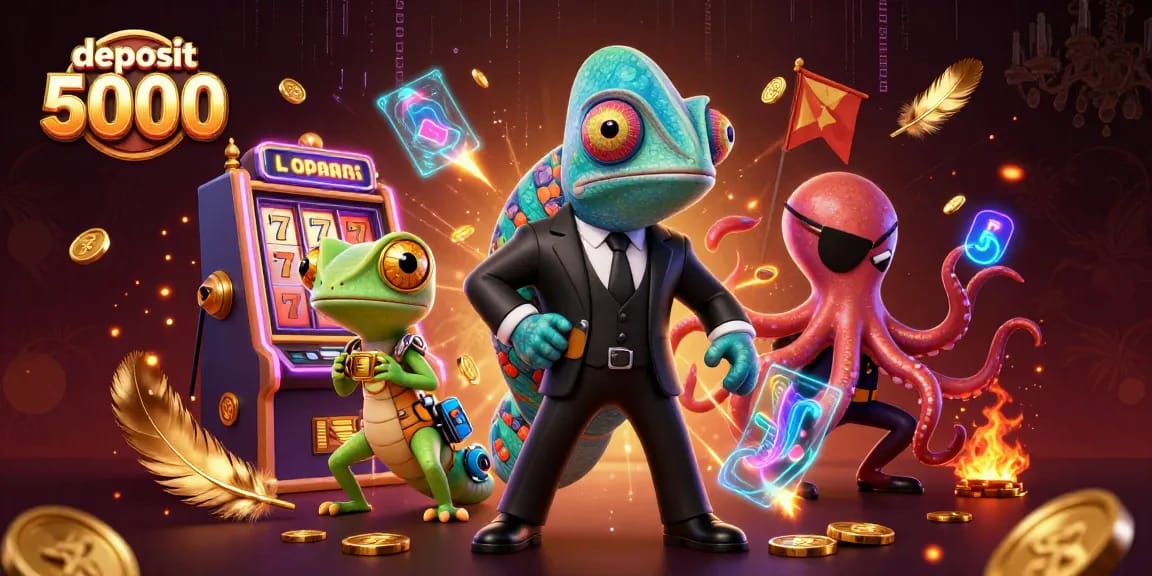 Experience the thrill of deposit 5000 with dynamic 3D casino characters and gaming elements.