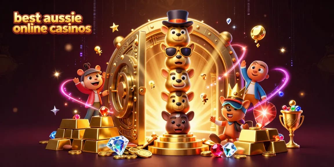 Experience the excitement of the best aussie online casinos with vibrant 3D casino illustration.