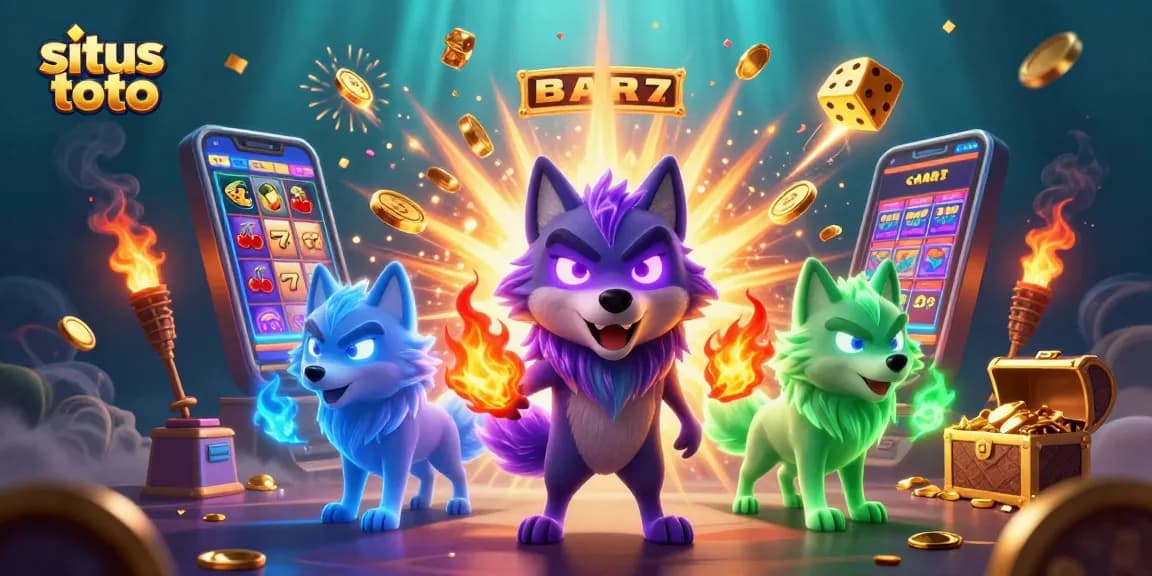 Experience exciting gameplay with situs toto in this colorful casino-themed illustration.