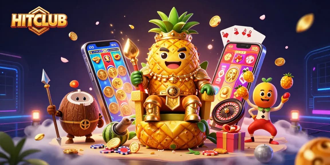 Experience HITCLUB with a vibrant casino scene featuring characters and exciting gaming elements.