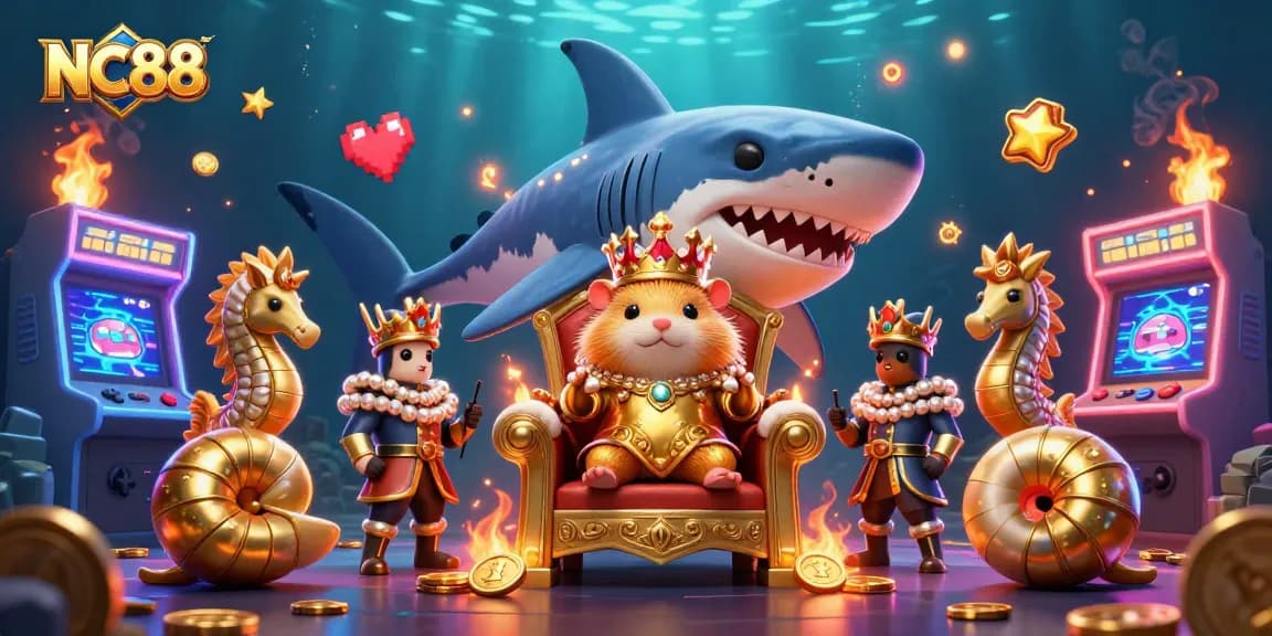 Experience thrilling jackpots with NC88 as a golden hamster king reigns in a vibrant casino.