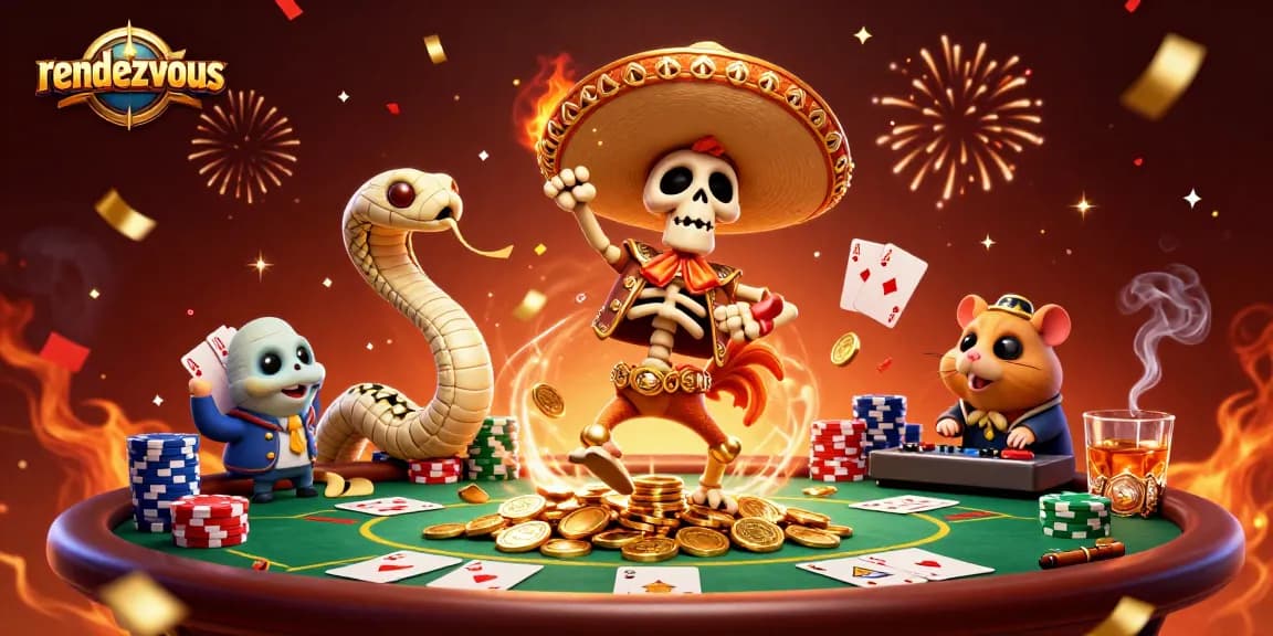 Rendezvous dengan karakter kasino 3D yang unik, merayakan kemenangan di tumpukan koin emas.
