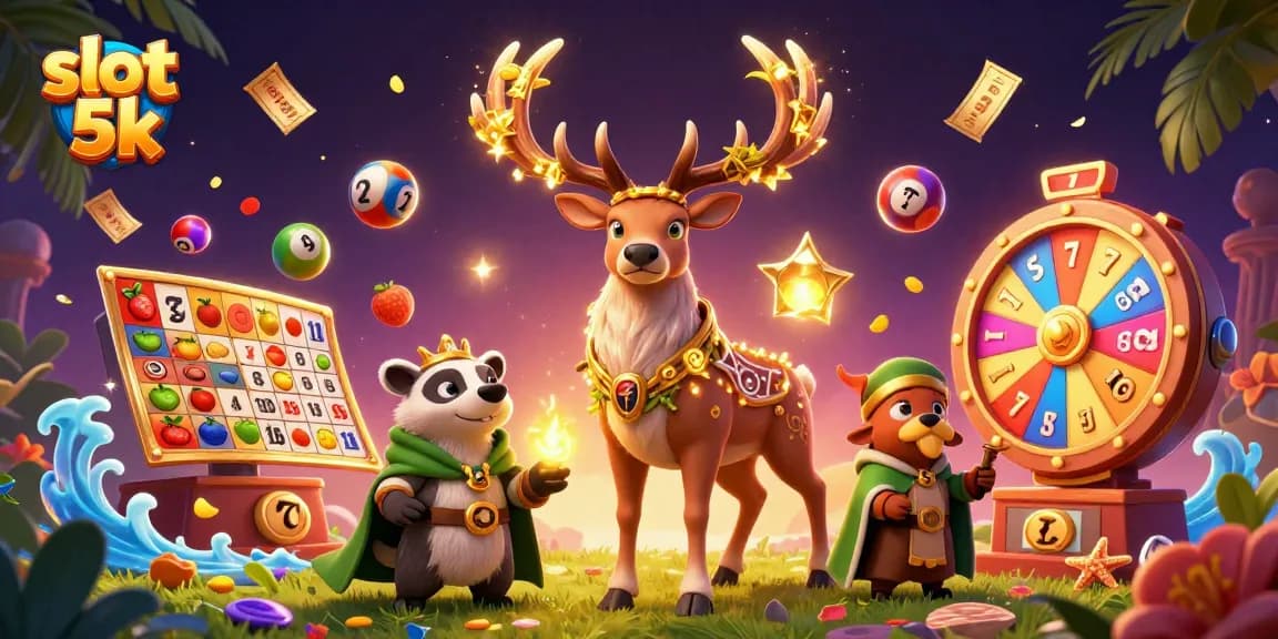 Spin to win at slot 5k with vibrant casino elements in this magical illustration.