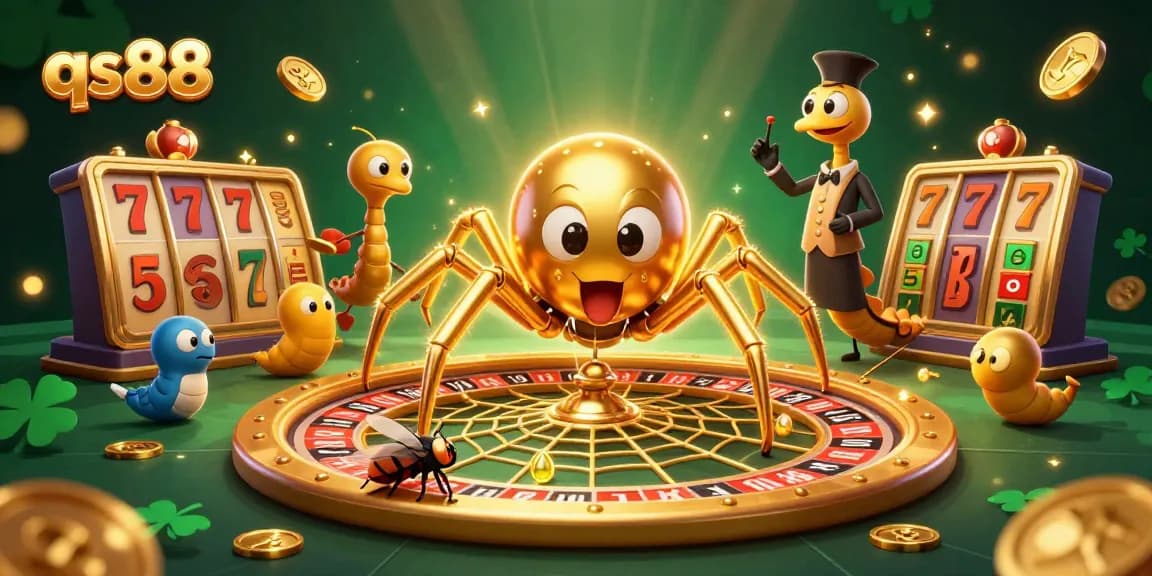 Engage with qs88 by placing bets at a vibrant casino roulette wheel featuring lively characters.