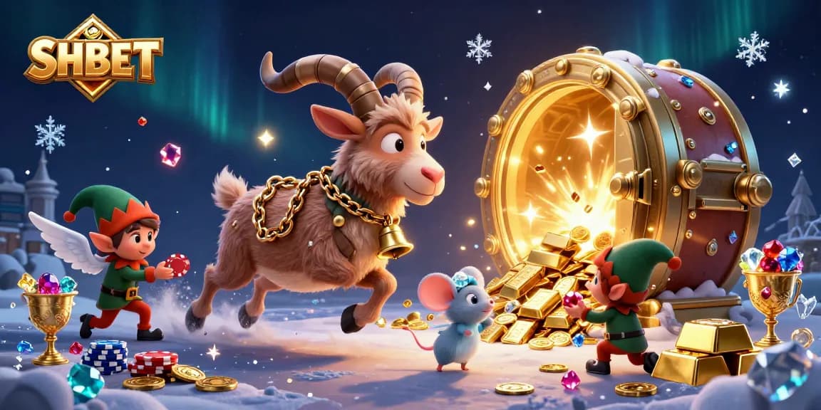 Experience thrilling holiday-horror gaming at SHBET with Krampus and festive chaos in a dynamic casino scene.